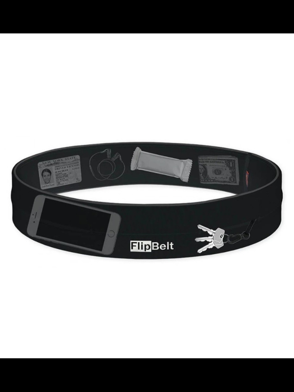 FlipBelt Men's Black No-Bounce Running Waist Belt